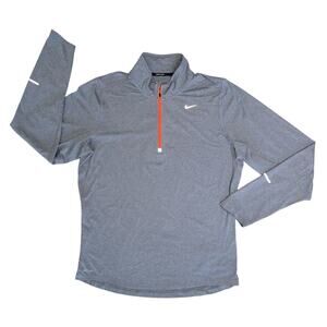 NIKE DRI-FIT Men's Gray 1/2 Zip Long Sleeve Lightweight Pullover